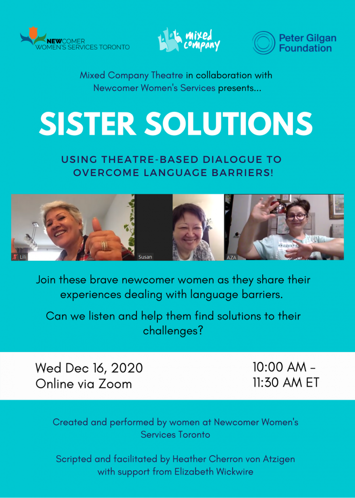 The promotional poster for "Sister Solutions" which includes details for the final performance.