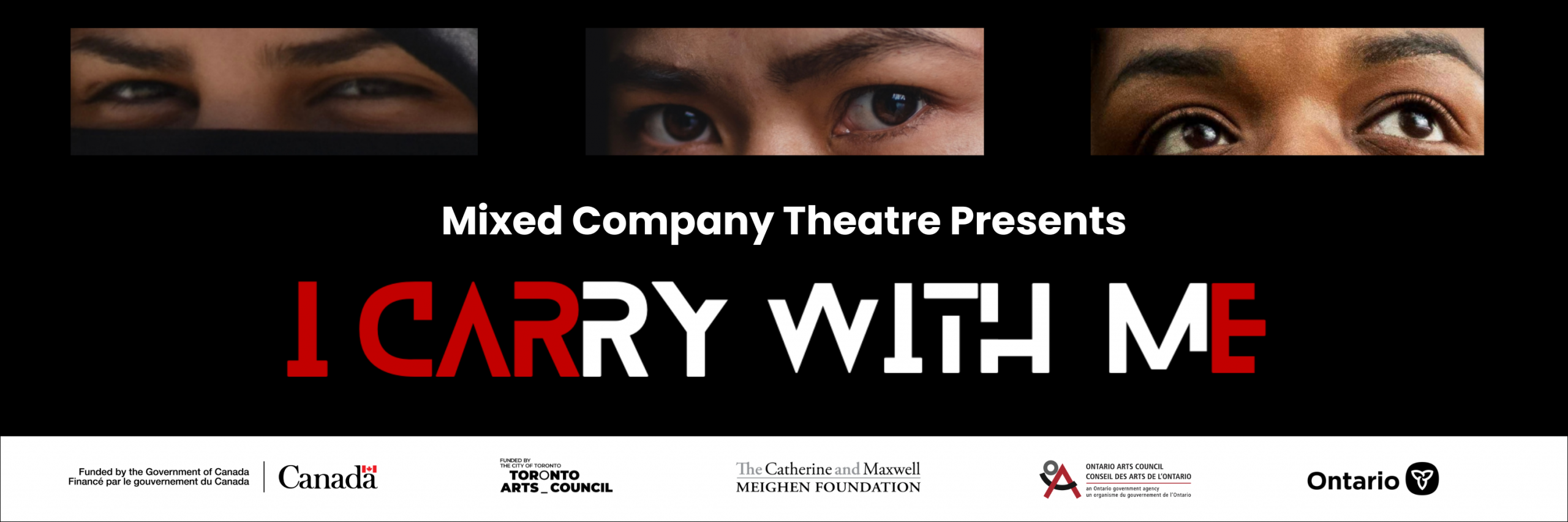 A banner image announcing Mixed Company Theatre is presenting "I Carry with Me".